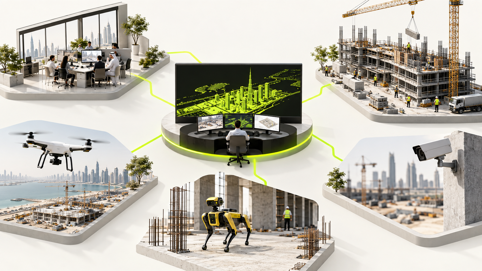 Office, design command centre and construction sites connected as one operating lifecycle