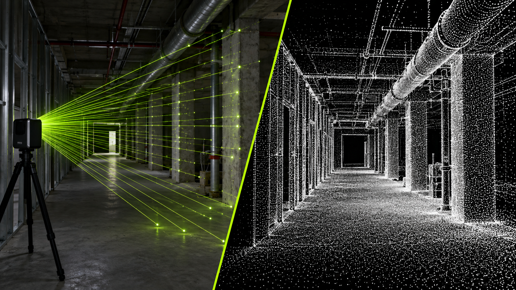 LiDAR turning a corridor into a point cloud