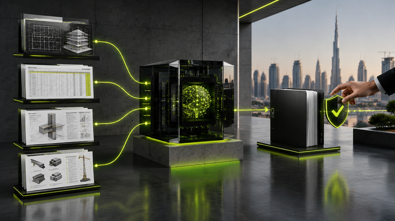 Tender drawings, schedules and specifications entering a controlled AI review and approved submission file
